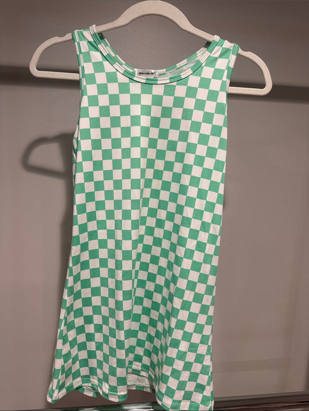 Green and White Checkerboard Tank Dress size 12